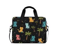 Laptop Carrying Case with Zipper Portable Crossbody Messenger with Handle and Shoulder Strap 15.6 inch Notebook Computer Pocket Beach Kitten Willow Black