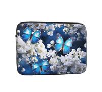 Laptop Case 12 inch Laptop Sleeve Shockproof Computer Sleeve Bag Blue Butterflies White Flowers Computer Case Carrying Cover