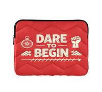 Laptop Case 13-14 Inch Classy, Slogan: Dare to Begin, Computer Sleeve with Zipper for Business Work