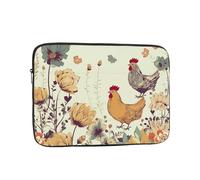 Laptop Case 17 inch Laptop Sleeve Shockproof Computer Sleeve Bag Hen Flying Butterflies Among Flowers Computer Case Carrying Cover