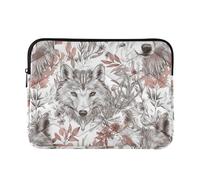 Laptop Case Aesthetic Wolf White Leaf Soft Lining Case with Zipper 13-14 Inch for Travel Business