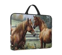 Laptop Case Animals Embroidery Paintings Horses Laptop Sleeve Water Resistant Computer Carrying Bag Briefcase with Handle