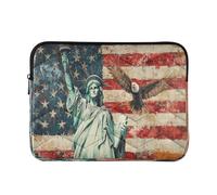 Laptop Case Bag 13-14 Inch Soft, USA Presidents Day Flag & Lady Liberty, Notebook Computer Pockets for Men Women