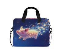 Laptop Case Bag Portable Crossbody Messenger with Handle and Shoulder Strap 15.6 inch Computer Bag with Zipper kawaii-style Pet Pig Starry Night Blue