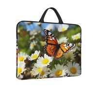 Laptop Case Butterfly on Daisy Flower Laptop Sleeve Water Resistant Computer Carrying Bag Briefcase with Handle