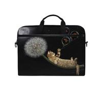 Laptop Case, Cat on Dandelion Flies in The Night Sky Computer Sleeve Protective Bag 3 Compartments with Durable Zipper Laptop Carry Case for Laptop 13 14 15 inch