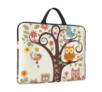 Laptop Case Cute Cartoon Owl Tree Flowers and Squirrel Laptop Sleeve Water Resistant Computer Carrying Bag Briefcase with Handle