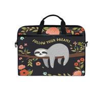 Laptop Case, Fllow Your Dreams Cute Baby Sloth Computer Sleeve Protective Bag 3 Compartments with Durable Zipper Laptop Carry Case for Laptop 13 14 15 inch