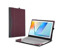 Laptop Case for ASUS Vivobook S16 (M5606 M5606NA M5606UA M5606WA M5606KA) [Note Other Models] All Inclusive Drop Case 16" PU Leather Protective Laptop Bag Detachable Shell (Wine red)