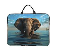 Laptop Case for Women Men 14 inch Elephant is Sitting Laptop Sleeve Shockproof Computer Bag Carrying Case