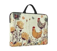 Laptop Case Hen Flying Butterflies Among Flowers Laptop Sleeve Water Resistant Computer Carrying Bag Briefcase with Handle