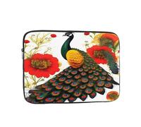 Laptop Case Peacock Red Flower Laptop Sleeve Shockproof Protective Notebook Case with Zipper Briefcase Carrying