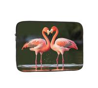 Laptop Case Sleeve 10 inch Laptop Bag Shockproof Computer Carrying Bag Pink Flamingos Kiss in The Lake Notebook Case Cover