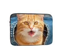 Laptop Case Sleeve 10 Inch, Slim Protective Travel Carrying Case Waterproof Briefcase Bag Orange Cat Sticking Out Tongue Lightweight Laptop Bag for Travel Business Office