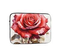 Laptop Case Sleeve 13 Inch, Slim Protective Travel Carrying Case Waterproof Briefcase Bag Red Watercolor Rose Flower Lightweight Laptop Bag for Travel Business Office