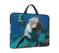 Laptop Case Sleeve 14 inch Laptop Bag Tote Shockproof Computer Carrying Bag Funny Dolphin Looking at You Notebook Case Cover