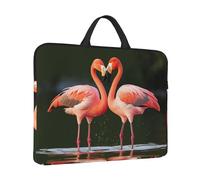 Laptop Case Sleeve 14 inch Laptop Bag Tote Shockproof Computer Carrying Bag Pink Flamingos Kiss in The Lake Notebook Case Cover
