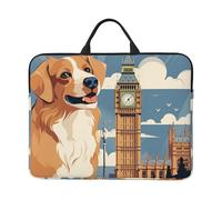 Laptop Case Sleeve 14 Inch Shockproof Protective Notebook Case A dog sitting next to a building and Big Ben Laptop Bag Portable Computer Bag
