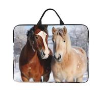 Laptop Case Sleeve 14 Inch Shockproof Protective Notebook Case Two horses standing in the snow Laptop Bag Portable Computer Bag