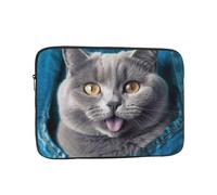 Laptop Case Sleeve Blue Cat Sticking Out Tongue Laptop Bag Computer Carrying Case 17 Inch Notebook Protective Sleeve Cover