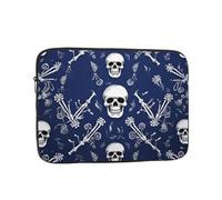 Laptop Case Sleeve Blue Skull and Bones Computer Carrying Bag 12 Inch Notebook Protective Sleeve Cover