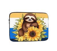 Laptop Case Sleeve Cartoon Sloth Sitting On Sunflower Laptop Bag Computer Carrying Case 15 Inch Notebook Protective Sleeve Cover