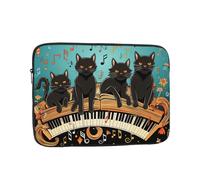 Laptop Case Sleeve Four Black Cats Lying on the Piano Keyboard Laptop Bag Carrying Case 10 inch Computer Protective Notebook Cases Cover