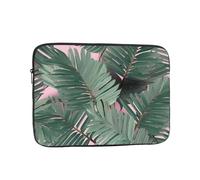 Laptop Case Sleeve Green Palm Tree Leaves Pink Laptop Bag Computer Carrying Case 15 Inch Computer Protective Notebook Cover