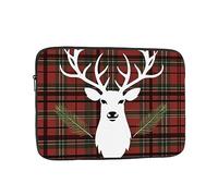 Laptop Case Sleeve Merry Christmas Reindeer Tartan Checkered Plaid Xmas Laptop Bag Computer Carrying Case 10 Inch Notebook Cover