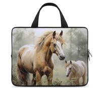 Laptop Case Sleeve Shockproof Computer Carrying Bag Animals Embroidery Paintings Horses Laptop Bag Tote Lightweight Notebook Case Cover Traveling Briefcase Handle Bags for Travel Business 17inch