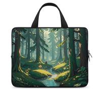 Laptop Case Sleeve Shockproof Computer Carrying Bag Enchanted Wilderness Fantasy on Dark Green Laptop Bag Tote Lightweight Notebook Case Cover Traveling Briefcase Handle Bags for Travel Business 17in