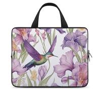 Laptop Case Sleeve Shockproof Computer Carrying Bag Hummingbirds Irises Flowers Notebook Case Cover Laptop Bag Water Resistant Computer Cases Tablet Briefcase for Travel Business 17 Inch