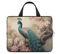 Laptop Case Sleeve Shockproof Computer Carrying Bag Oriental Peacock on Flower Tree Notebook Case Cover Laptop Bag Water Resistant Computer Cases Tablet Briefcase for Travel Business 13 Inch