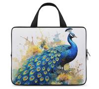 Laptop Case Sleeve Shockproof Computer Carrying Bag Peacock Watercolor Painting Laptop Bag Tote Lightweight Notebook Case Cover Traveling Briefcase Handle Bags for Travel Business 17inch