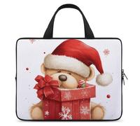 Laptop Case Sleeve Shockproof Computer Carrying Bag Santa Hat Gift and Merry Christmas Laptop Bag Tote Lightweight Notebook Case Cover Traveling Briefcase Handle Bags for Travel Business 17inch