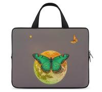 Laptop Case Sleeve Shockproof Computer Carrying Bag Sun and Moon Green Moth Notebook Case Cover Laptop Bag Water Resistant Computer Cases Tablet Briefcase for Travel Business 13 Inch