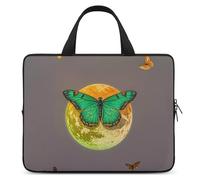 Laptop Case Sleeve Shockproof Computer Carrying Bag Sun and Moon Green Moth Notebook Case Cover Laptop Bag Water Resistant Computer Cases Tablet Briefcase for Travel Business 17 Inch