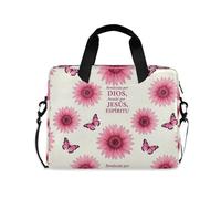 Laptop Cases Portable Crossbody Messenger with Handle and Shoulder Strap 15.6 inch Case Bag with Zipper Blessed by God Loved by Flower Butterfly
