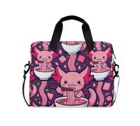 Laptop Cases Portable Crossbody Messenger with Handle and Shoulder Strap 15.6 inch Computer Briefcase with Zipper Pink Axolotl Noodle Anime