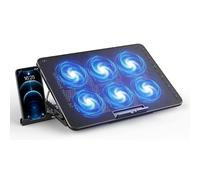 Laptop Cooler, 6 Quiet Fans Gaming Cooler Cooling Pads, 5 Height Adjustable & Mobile Phone Stand, 2 USB Ports & Adjustable Speed, Fan for Notebook Under 17 Inches, Stable and Quiet