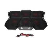 Laptop Cooler Pad 6 High Speed Silent Fans 2600RPM 12 RGB Modes LED Screen Temperature Control for Gaming Office Work ABS Metal Black Supports 12in to 17in Laptops