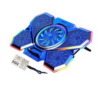 Laptop Cooling Pad 15.6 Inch Quiet with 5 Laptop Fan 7 Gears Adjustable Height Laptop Cooling Stand RGB 12 Lighting Modes Protects Eyesight Pad Multicolor