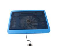 Laptop Cooling Pad Big Fan Stand with Ergonomic USB Hub (Blue) | Super quiet big fan cooling pad for 14 inch or below notebook with ergonomic stand prevents laptop from falling off