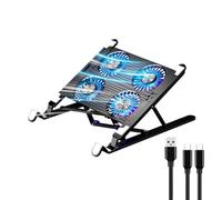 Laptop Cooling Pad for 11-17.3 Inch Gaming Laptops, Foldable Laptop Stand Riser Holder with 4 Quiet Fans for Notebook, Portable Laptop Cooler with 7 Adjustable Height, LED Lights