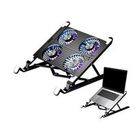 Laptop cooling pad - height-adjustable stand, silent airflow support system | for extended computer study sessions Creative tasks Streaming Browsing Edit Learning Travel Places