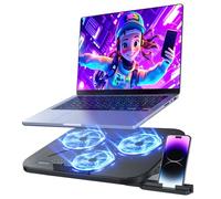 Laptop Cooling Pad with 3 Quiet Fans, 5-Level Height Adjustable Ergonomic Stand, 2 USB Ports & Phone Holder, Fits 12-17 Inch Laptops, Family-Friendly for Gaming/Work/Online Class