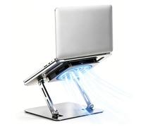 Laptop Cooling Stand with 12cm Turbo Fan, Ergonomic Dual-Axis Laptop Riser with 30cm Height Adjustment & 180° Rotation, 20KG Bearing Desk Stand for 11"-17" Laptops, Tablets, Gaming & Work (Silver)