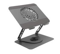 Laptop Cooling Stand with Fan Adjustable Angle (Gray) | Compact foldable design, Durable carbon steel, USB powered, Fits 10 to 17.3 inch notebooks