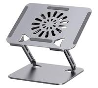 Laptop Cooling Stand with Fan, Adjustable Ergonomic Riser, USB-Powered Cooling Pad for Tablets and Laptops, Carbon Steel Frame for 10-17 Inch Devices