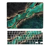 Laptop Cover Case Compatible with MacBook Pro 13 inch with CD-ROM Model A1278 Released in 2012 2011 2010 2009 2008, 3D Painted Plastic Protective Hard Shell Case & Keyboard Cover, Green Marble